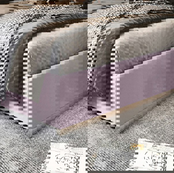 Casa Magna Bentley Upholstered Soft Velvet Metal Bed Frame - Pink