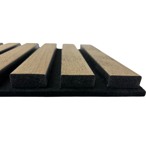 Wallsupply UltrAcoustic Eco Tile Wood Effect Recycled Felt & EPS Acoustic Slat Wall 58 x 29cm Panels, 6pcs 1.01m², Natural Oak
