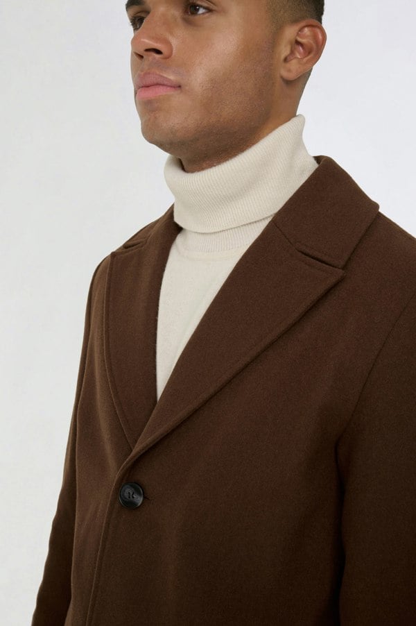 Harry Brown London Josh Wool Melton Overcoat - Brown