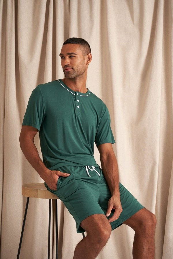 Mister You Bamboo Short Pyjama Set in GreenNightwear