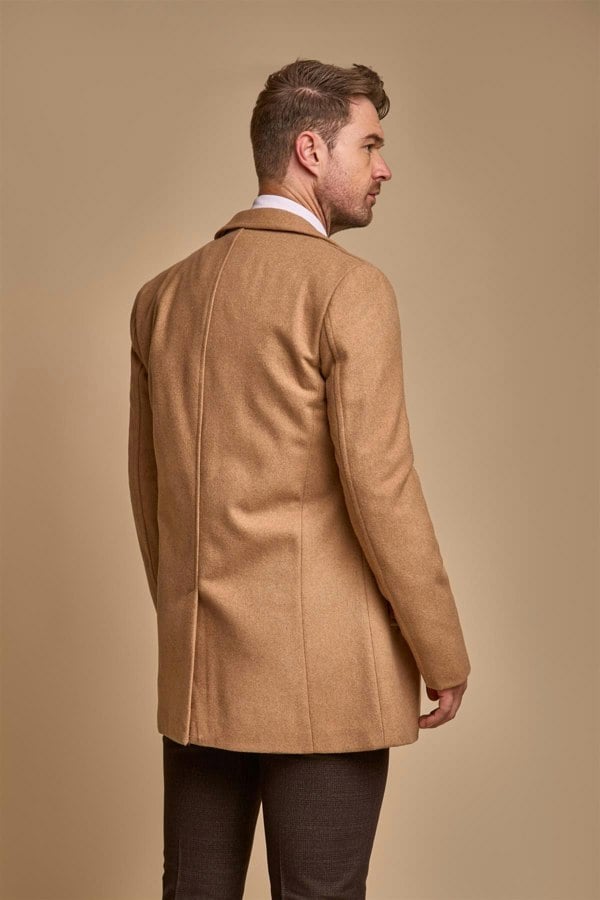 Marcus camel long coat back