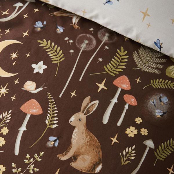 Catherine Lansfield Enchanted Twilight Animals Reversible Duvet Cover Set Chocolate