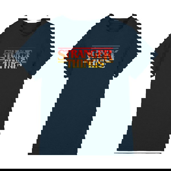 Stranger Things Kids Pixel Sunset Logo T-Shirt - Navy