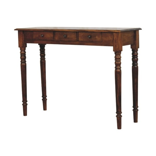 Artisan Furniture Solid Wood Turned Legs 3 Drawer Chestnut Console