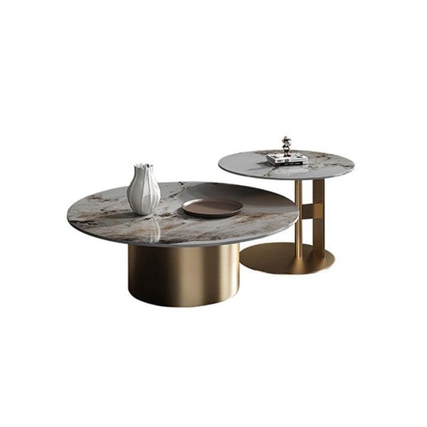Coar Nesting Coffee Table Set, Gold & Grey-Weilai Concept-Weilai Concept