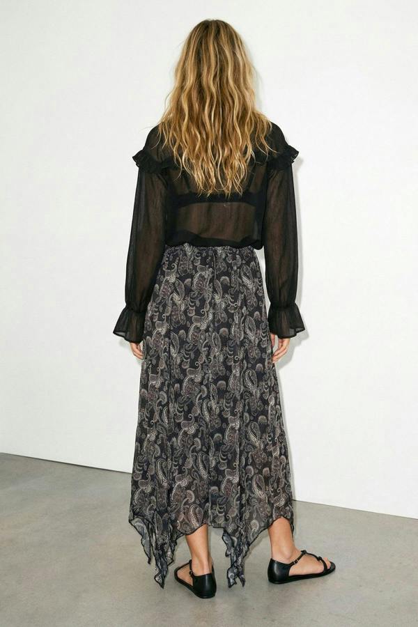 Asymmetric Chiffon Maxi Skirt