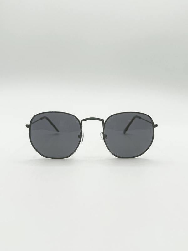 Hexagon Aviator Sunglasses in Black - svnx