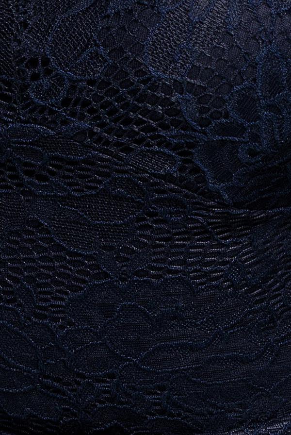 Fit & Flare Scallop Lace V Neck Maxi Dress - Navy Blue DR4994