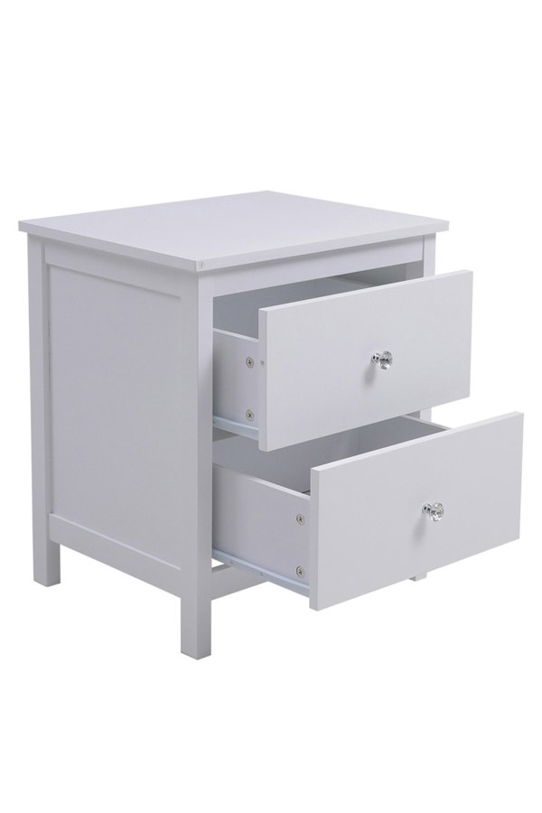 Living and Home 2 Drawers Wooden Storage Cabinet Bedside Table