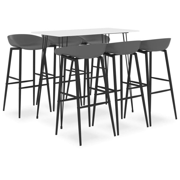 Berkfield 7 Piece Bar Set White and Grey
