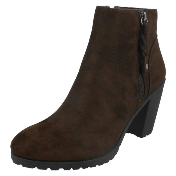 Spot On Ladies Spot On Ankle Boots With Zip Detail
