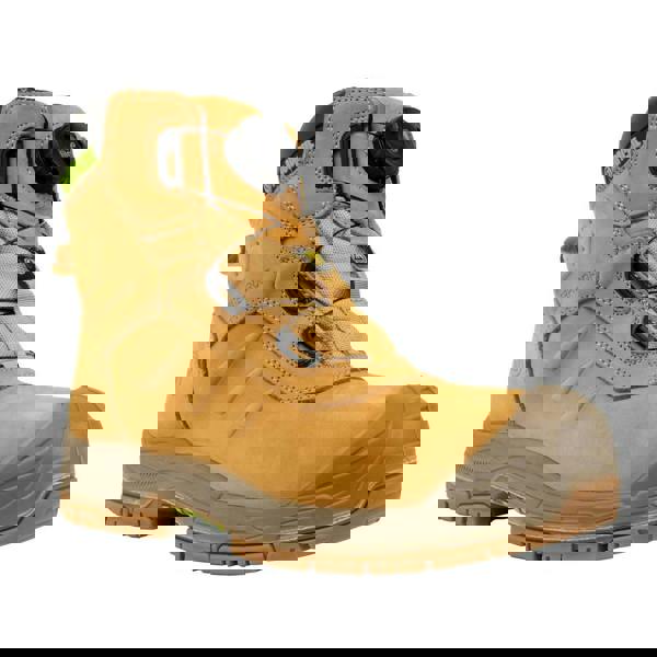 Apache Churchill Mens FIT GO Composite Toe S7S Safety Ankle Boots, tan-colored waterproof work boot with a rugged rubber sole and advanced safety features.