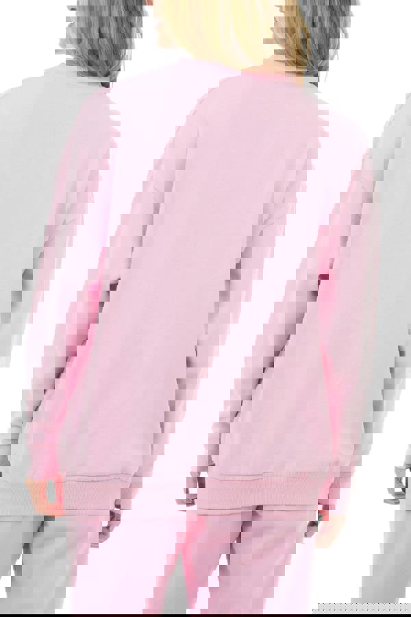 Smart Living Women's Oversized Sweatshirt Cozy Pullover Jumper Crewneck Top - Pink