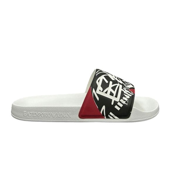 Emporio Armani EA7 EA7 Emporio Armani Visibility Logo Slides White/Red Rings Print