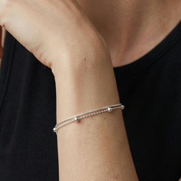 Uchi & Soto Enso 925 Silver Layered Chain Bracelet