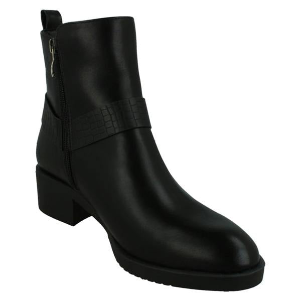 Spot On Ladies Spot On Low Ankle Boots with Ring Trim Strap F51240