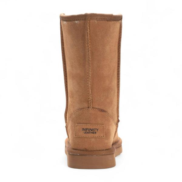 Infinity Leather Women's Genuine Sheepskin Chestnut Suede Slip-On Ankle Winter Boots - Dusk