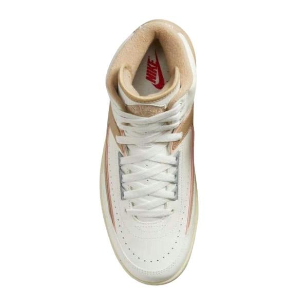 Nike Mens Air Jordan 2 Retro Leather Trainers - White/Tan - 