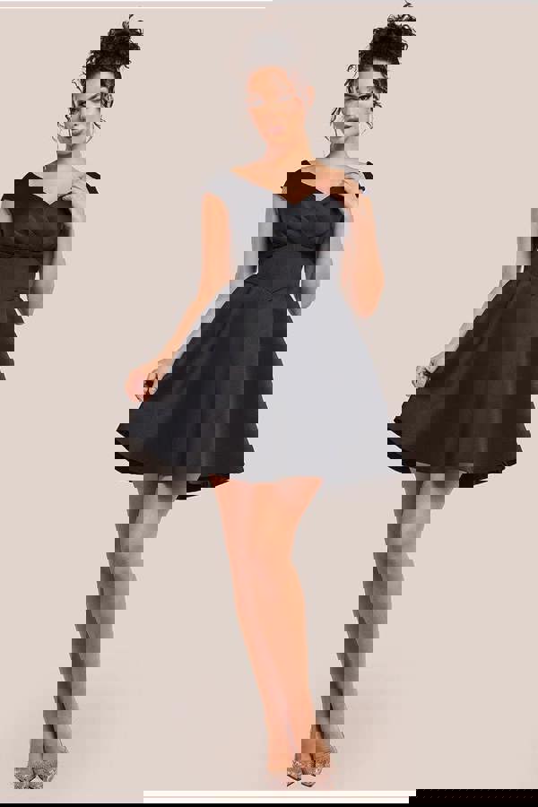 Corset Fit & Flare Mini Dress - Black DR4537