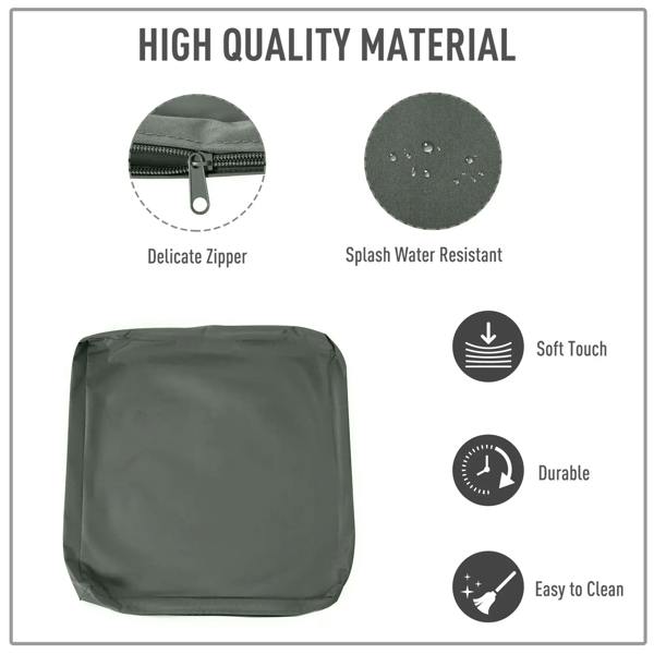 Deep grey polyester cushion cover with smooth surface, outdoor replacement