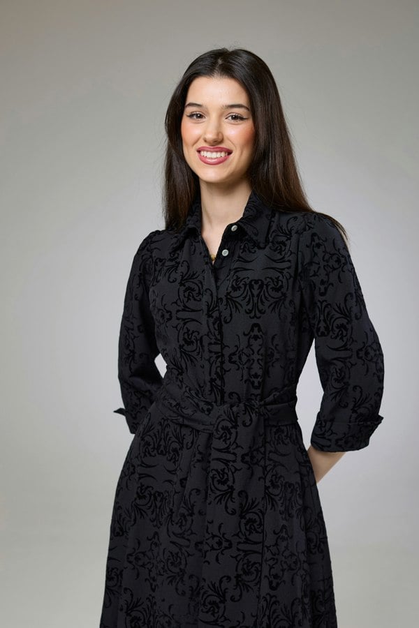 Isha's Timeless collection Vintage Black Velvet Sleeved Dress