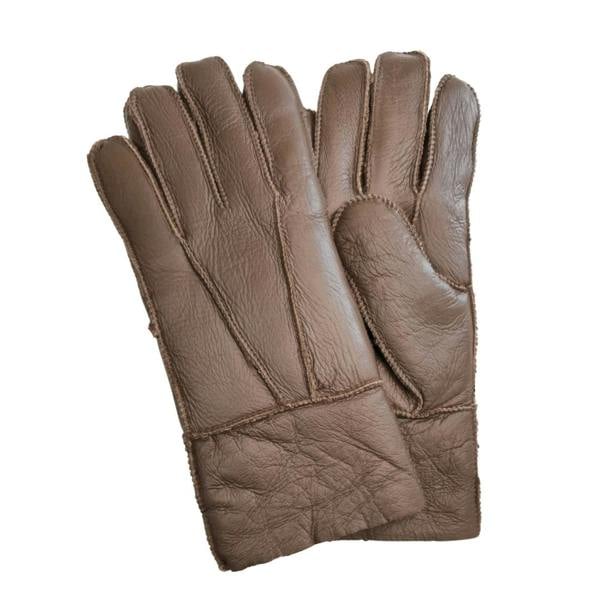 Unisex Napa Leather Wool Shearling Lined Gloves - Brown - Infinity Leather - 13