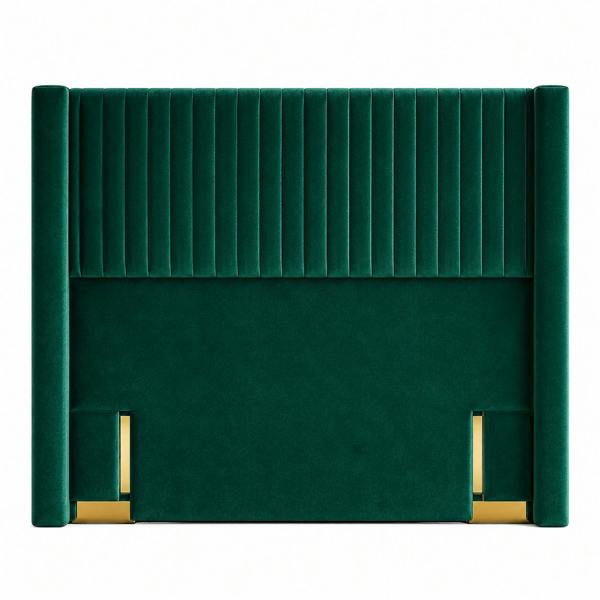 Great British Beds Small Line With Wings Headboard - Green Plush