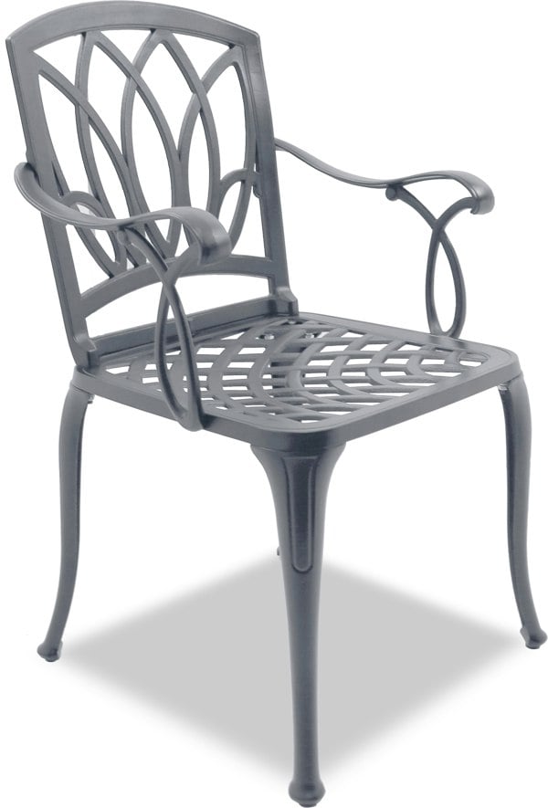 Centurion Supports POSITANO Luxurious Garden and Patio Table and 2 Large Chairs with Armrests Cast Aluminium Bistro Set - Grey