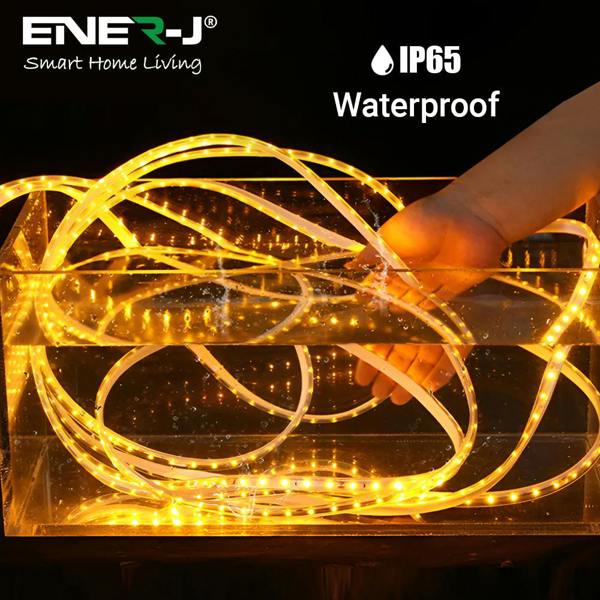 ENER-J 20 Meter Solar LED Strips with Silicon cover, IP65, 6V 12W Solar Panel with 12000 mAh battery, Remote Included. RGB