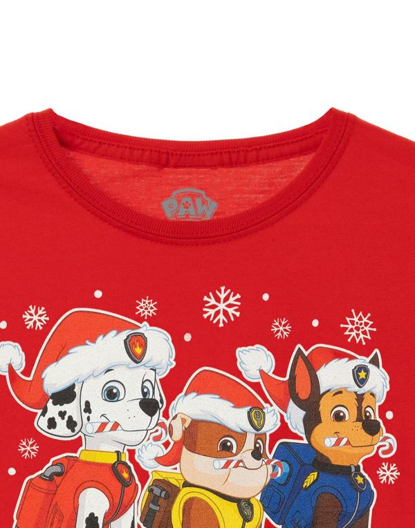 Paw Patrol Boys Red Merry Christmas Short Sleeved T-Shirt