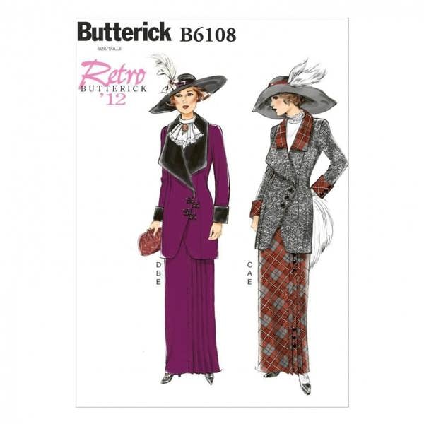 Butterick Sewing Pattern 6108, Jackets, Skirts, Vintage Style for Women, 6-8-10-12-14 - Intermediate