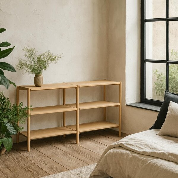 Wyld Haus Berrytwist Scandi White Oak Veneer Bookcase 4 Shelves