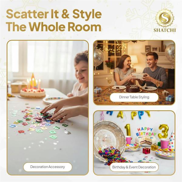 13th Birthday Multicolour Foil Confetti Pack for Party Table Decorations, 1 Pack to 4 Pack image 2