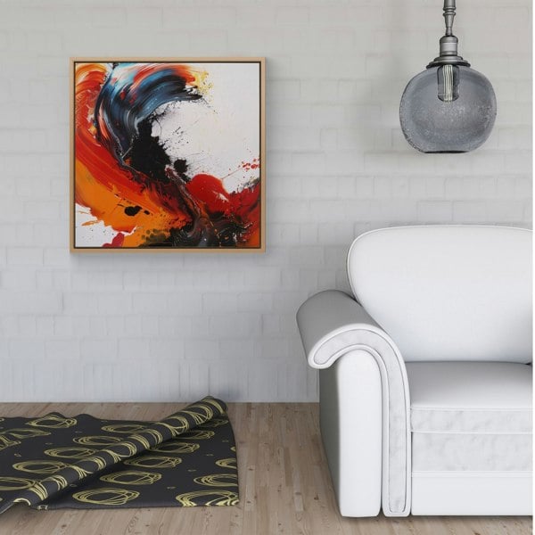 Warren Reed Fiery Waves: Abstract Motion Framed Canvas