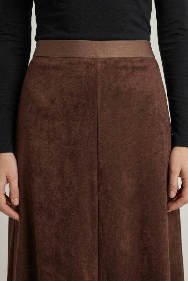 Izabel London Faux Suede High Waist A-Line Maxi Skirt