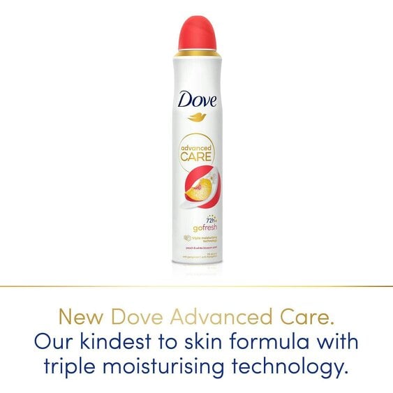 Dove Advanced Care Go Fresh AntiPerspirant Spray Peach & White Blossom, 18x200ml