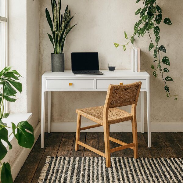 Wyld Haus Paracuru White Wood Grain 2 Drawer Desk