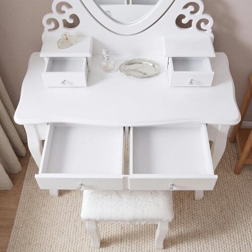 Kosy Koala Dressing Table with Heart Shaped Mirror and Stool Makeup Vanity Mirror Hollywood Table