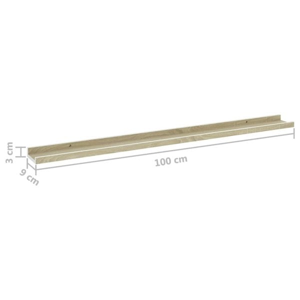 Berkfield Wall Shelves 4 pcs White and Sonoma Oak 100x9x3 cm