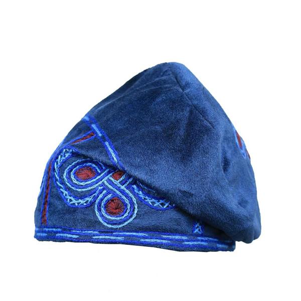 David WeJ Velvet Embroidered Traditional Cap - Navy