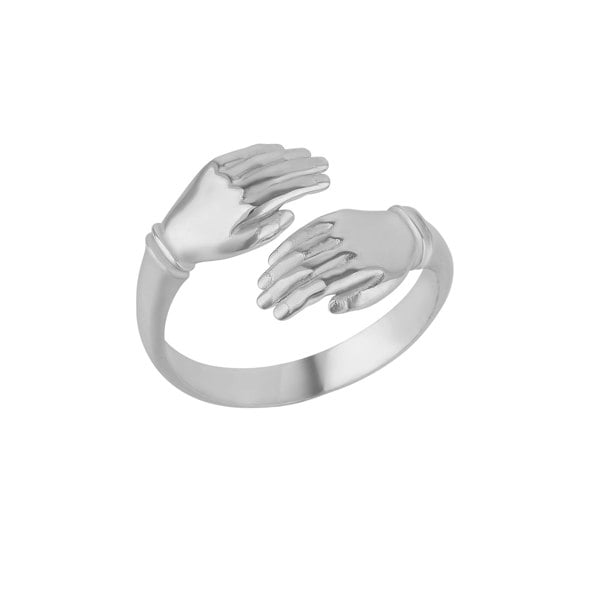 Spero London New Hug Ring With Hands Sterling Silver and Gold Plated
