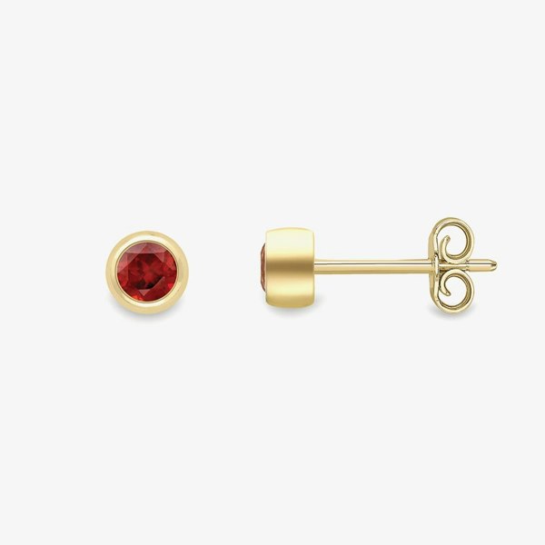 T. H. Baker 9ct Yellow Gold Round Garnet Stud Earrings 120325147568