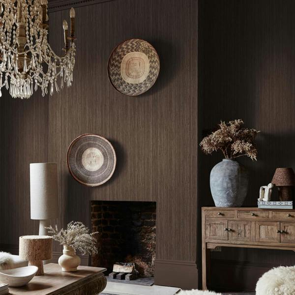 Abigail Ahern Fibre Stripe Wallpaper | Chocolate