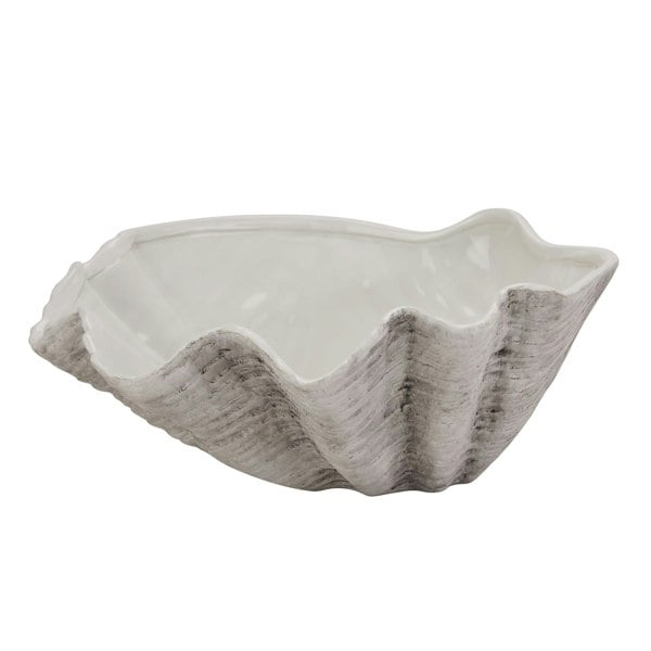 Hill Interiors Adele Ceramic Shell Bowl - White/Grey
