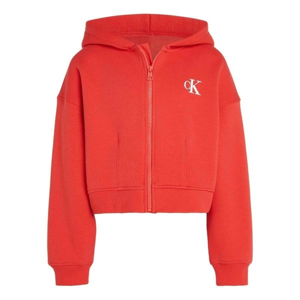 Calvin Klein Childrens/Kids Logo Fleece Full Zip Hoodie - Red