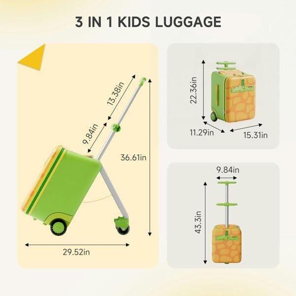 Jovikids 3-in-1 Children's Ride-on Suitcase - Green