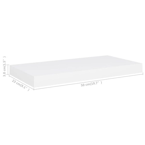 Berkfield Floating Wall Shelf White 50x23x3.8 cm MDF