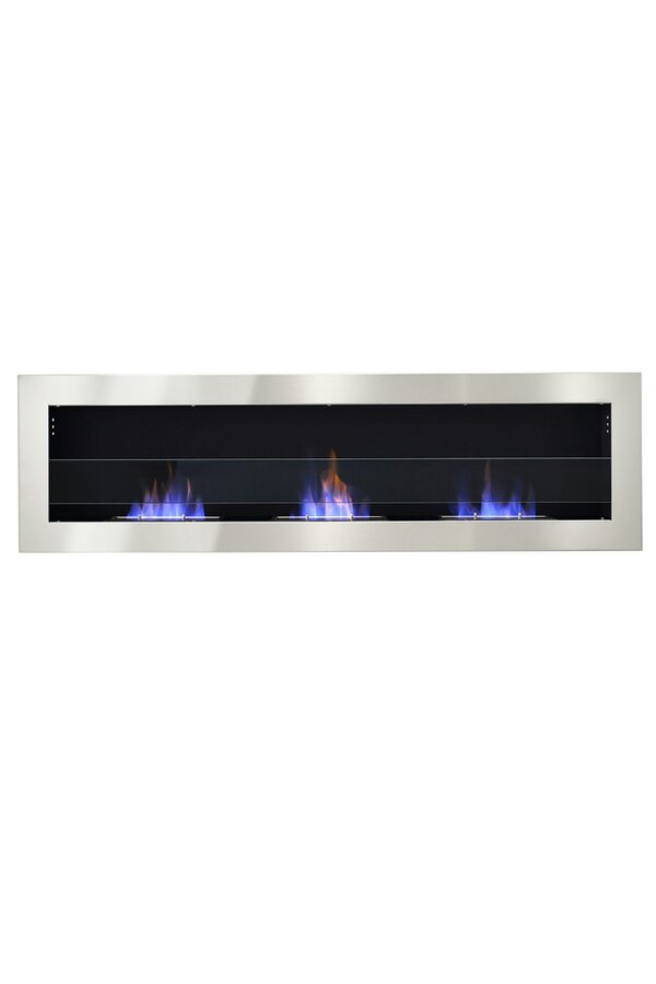 Living and Home Recessed and Wall Mount Ethanol Fireplace, Adjustable Flame