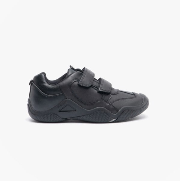 GEOX WADER Boys Leather Touch Fasten School Shoes Black