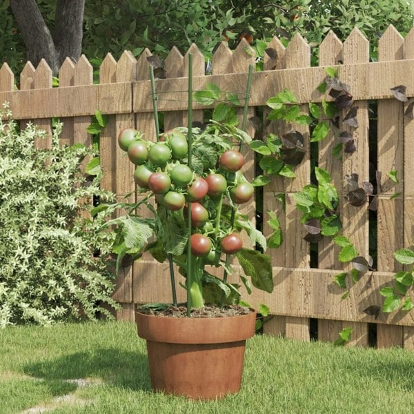 Berkfield Garden Plant Supports with 3 Rings 5 pcs Green 45 cm Steel